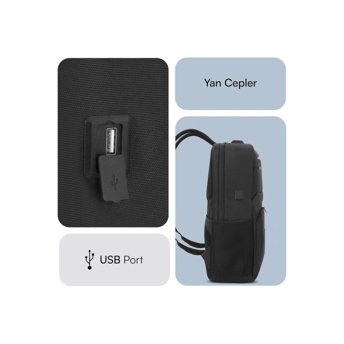 Business X MCC-805 Laptop Sırt Çantası + Dijital Göstergeli Hızlı Şarjlı Powerbank 22.5W QC 3.0 Şarj
