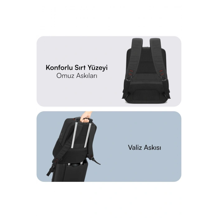 Business X MCC-805 Laptop Sırt Çantası + Dijital Göstergeli Hızlı Şarjlı Powerbank 22.5W QC 3.0 Şarj