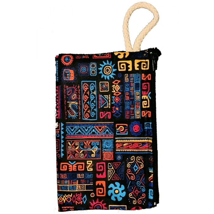 Etnik Desenli El Yapımı Çanta Kilim Dokuma Çanta Desenli Retro Omuz Çantası + Etnik Cüzdan Kalemlik