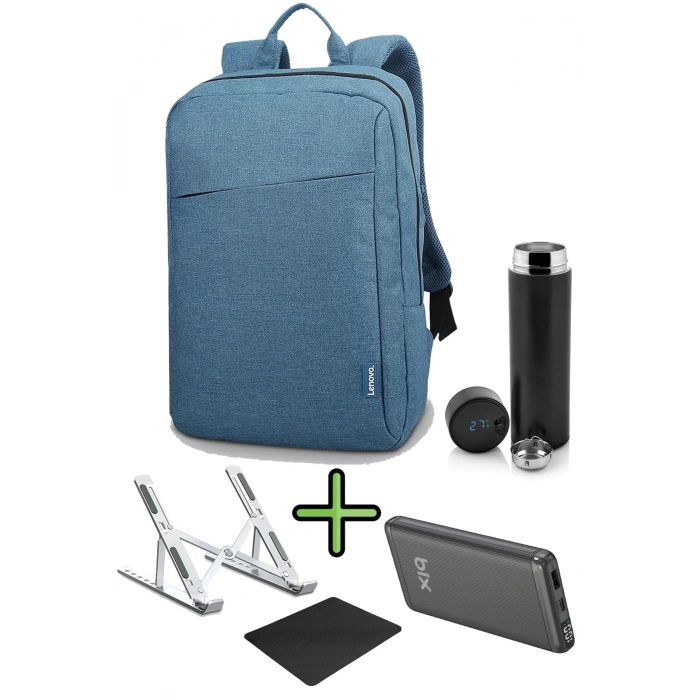 Sırt Çantası 15.6 Inç B210 Laptop Çantası, Hızlı Powerbank, Termos, Laptop Standı, Mousepad 5li Set