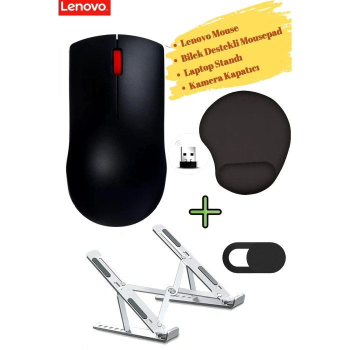 Mouse Kablosuz GY51L52638 Kamera Kapatıcı, Laptop Standı, Bilek Destekli Mousepad,