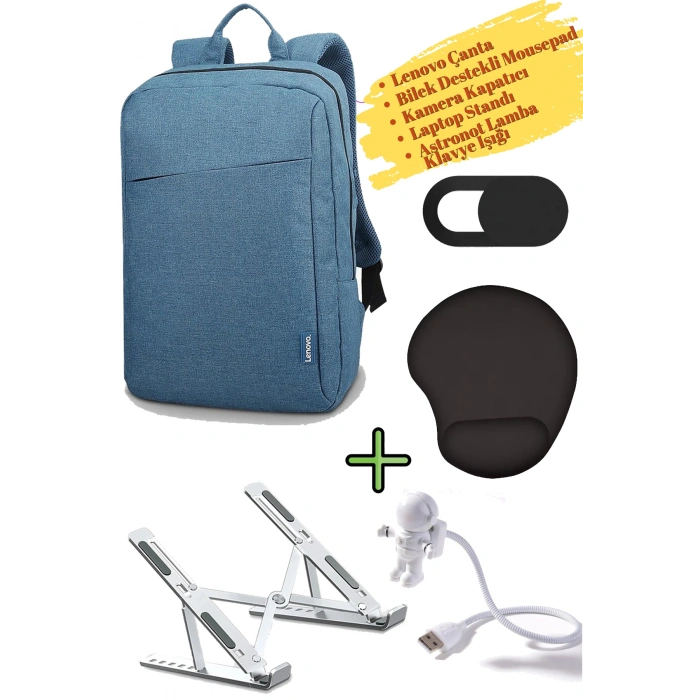 Sırt Çantası 15.6 Inç B210 Laptop Çantası, Kamera Kapatıcı, Laptop Standı, Mousepad, Klavye Lambası