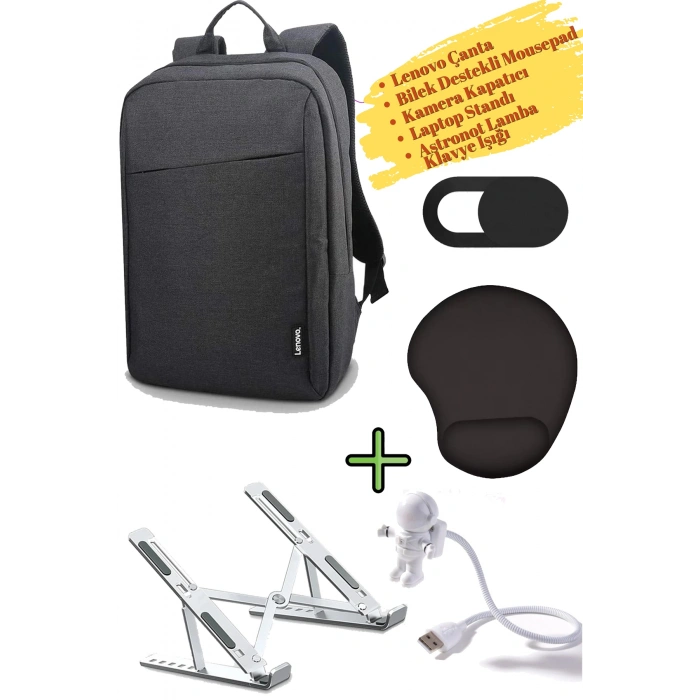 Sırt Çantası 15.6 Inç B210 Laptop Çantası, Kamera Kapatıcı, Laptop Standı, Mousepad, Klavye Lambası