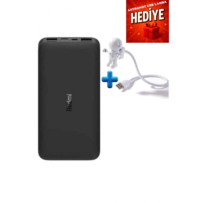 Redmi 10000mah Powerbank Siyah Astronot USB Lamba Klavye Işığı