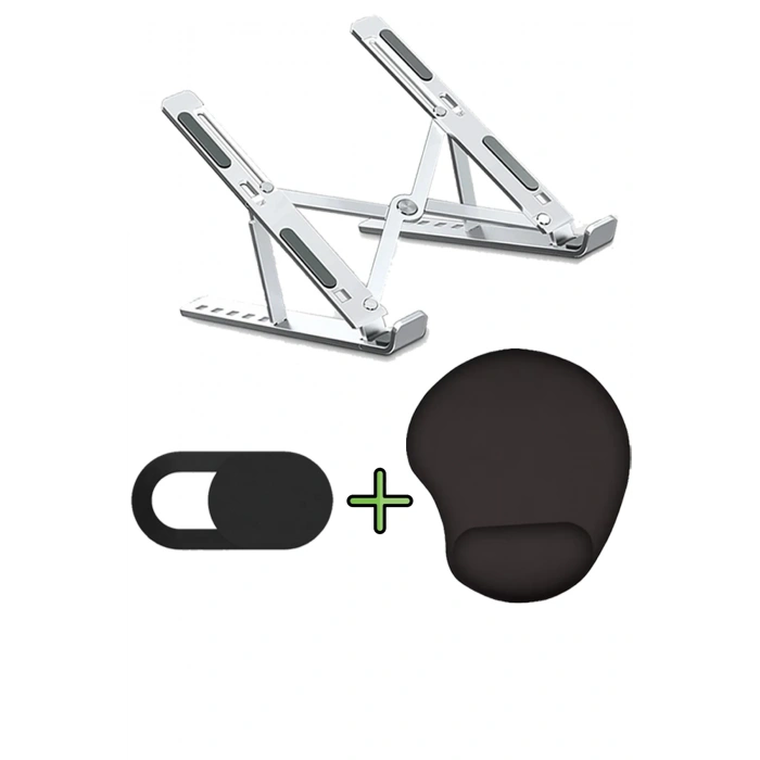 Kaydırmaz 7 Kademeli Ayarlanabilir Laptop Macbook Notebook Yükseltici Stand Kamera Kapatıcı MousePad