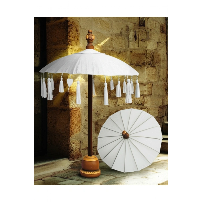 Bali Şemsiye Masa Üstü Dekoratif Şemsiye Bali Şemsiyesi El Yapımı Otantik Masa Şemsiyesi Ahşap Stand