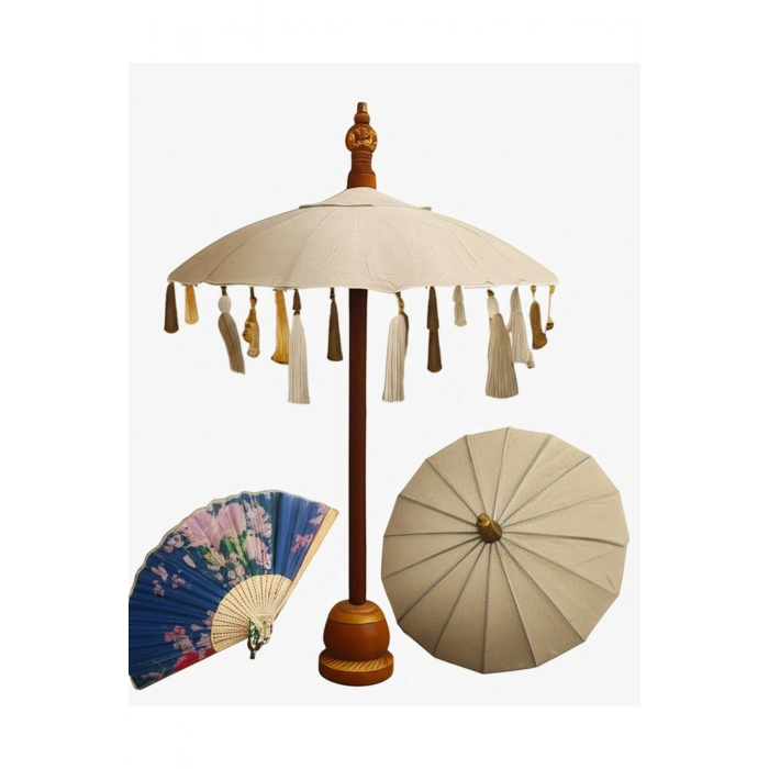 Bali Şemsiye Masa Üstü Dekoratif Şemsiye Bali Şemsiyesi El Yapımı Otantik Masa Şemsiyesi Ahşap Stand