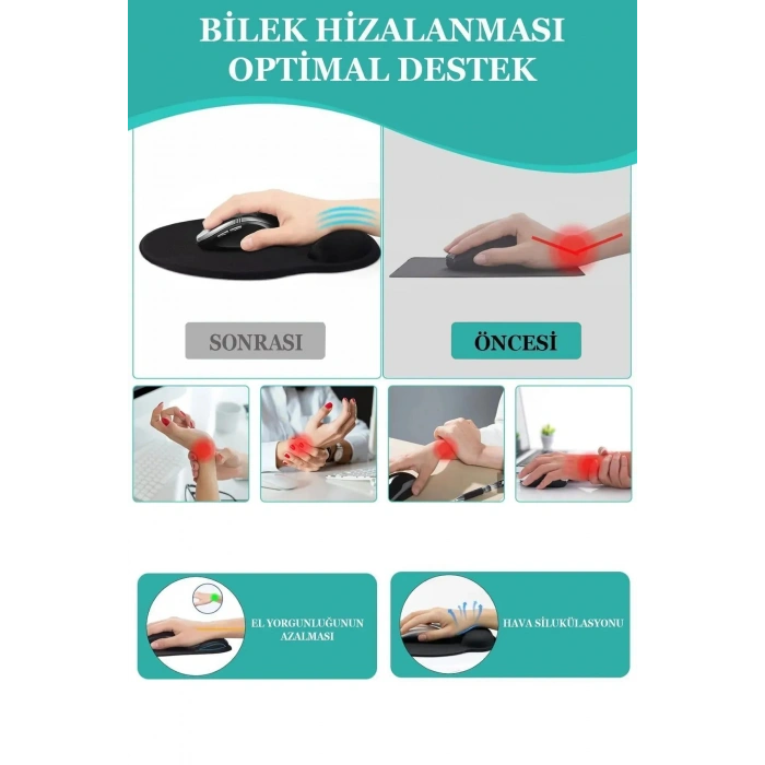 Mouse Kablosuz GY50R91293, Metal Laptop Standı, Bilek Destekli Mousepad