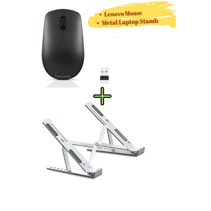 400 Wireless Kablosuz Mouse GY50R91293, 6 Kademeli Yükseklik Ayarlı Metal Laptop Standı