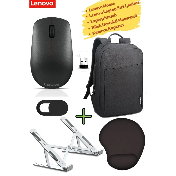 Kablosuz Mouse GY50R91293, Laptop Sırt Çantası, Kamera Kapatıcı, Laptop Standı, Mousepad,