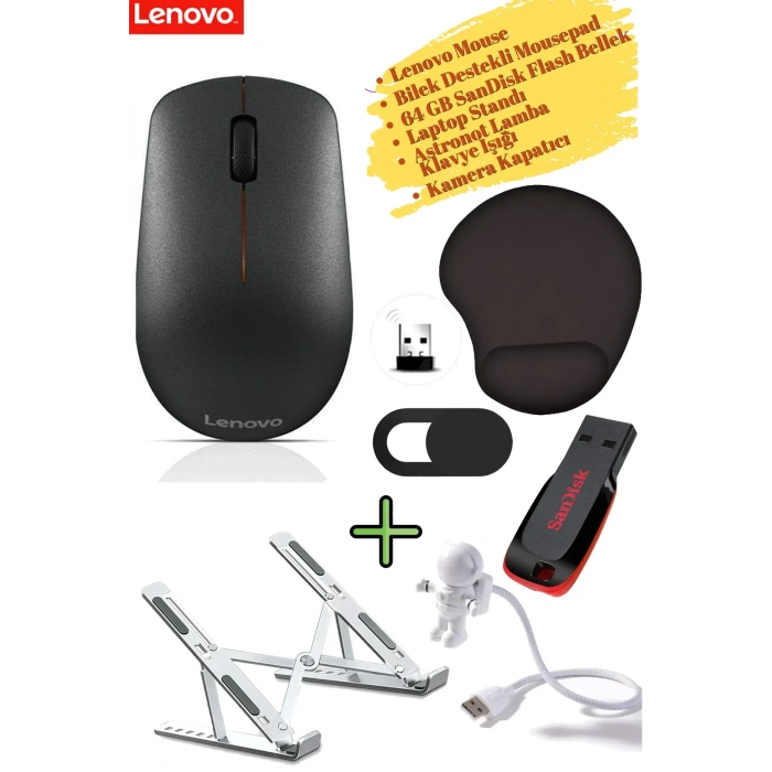 Mouse Kablosuz GY50R91293 Kamera Kapatıcı Laptop Standı, Mousepad, Klavye Lambası 64 GB Flash Bellek