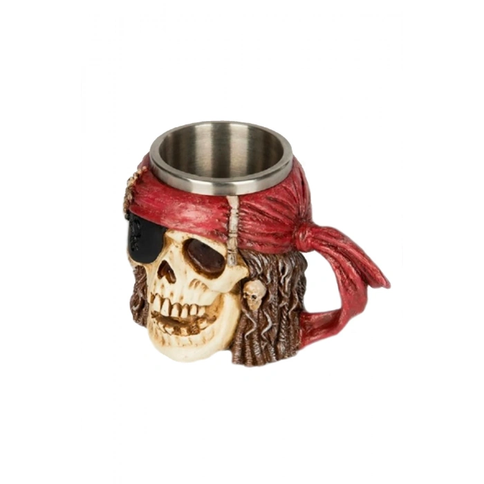 Viking Korsan Kafatası Paslanmaz Çelik 3d 500ml Kabartmalı Kupa Bardak Çay Kahve Kupa Bardak