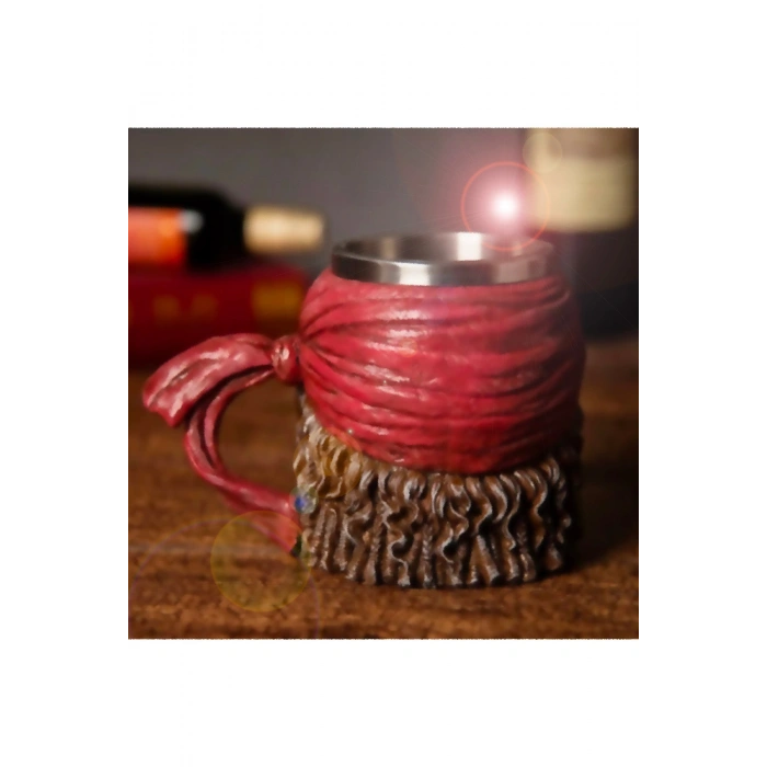 Viking Korsan Kafatası Paslanmaz Çelik 3d 500ml Kabartmalı Kupa Bardak Çay Kahve Kupa Bardak