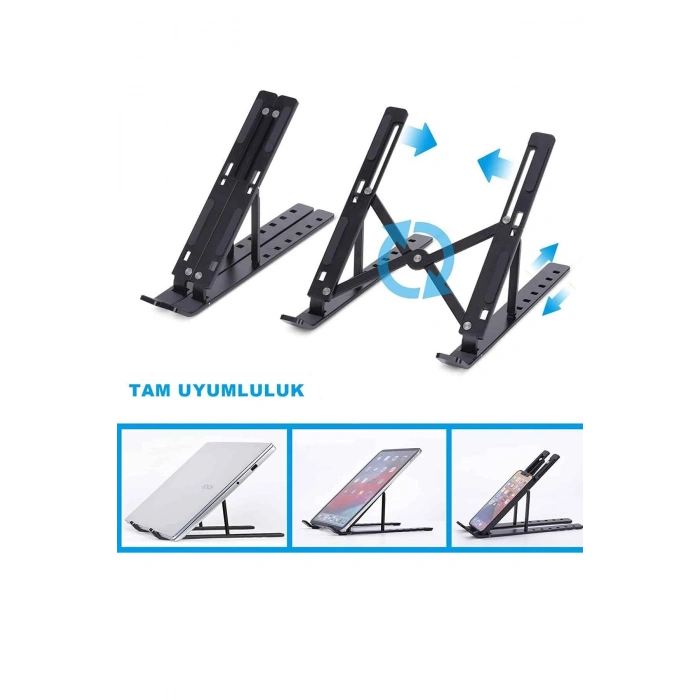 Stand Dayanıklı Metal Katlanabilir Ayarlı Siyah Renk Dizüstü Laptop Standı Tablet Laptop Tutucu