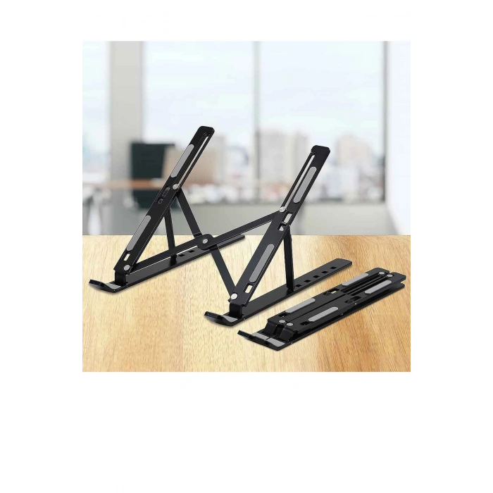 Stand Dayanıklı Metal Katlanabilir Ayarlı Siyah Renk Dizüstü Laptop Standı Tablet Laptop Tutucu