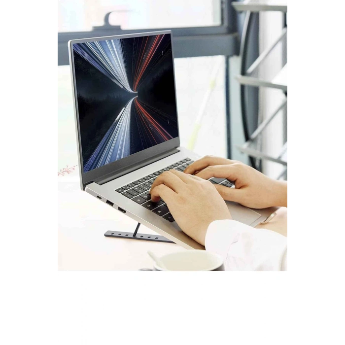 Metal Stand Ayarlanabilir Siyah Renk Laptop Standı Tablet Tutacağı, Bilek Destekli Mousen Pad