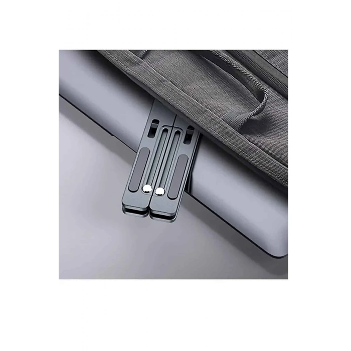 Metal Stand Siyah Laptop Standı Notebook Yükseltici, 360 Derece Dönen Tablet Telefon Tutucu