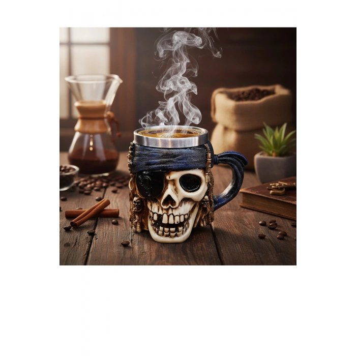 Seramik Cam Kahve Öğütücü Kahve Değirmeni, Dijital Smart Çelik Termos 3D Korsan Çelik Kupa Bardak