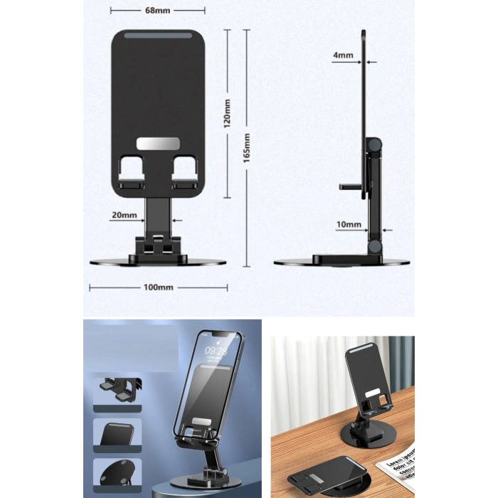 Bluetooth Kumandalı Selfie Çubuğu Tripod, 360 Döner Telefon Tutucu, Çok Amaçlı Telefon Temizleyici