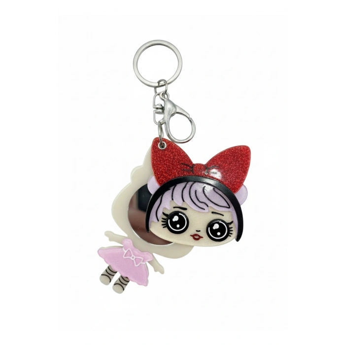 Lol Bebekli Aynalı Anahtarlık, Çanta Süsü, Çanta Aksesuarı, Lol Temalı Aynalı Anahtar