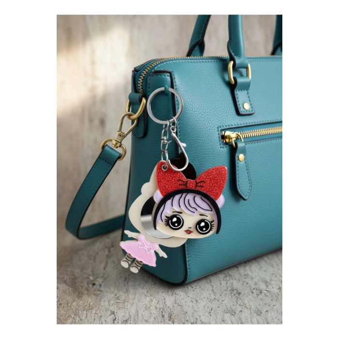 Lol Bebekli Aynalı Anahtarlık, Çanta Süsü, Çanta Aksesuarı, Lol Temalı Aynalı Anahtar