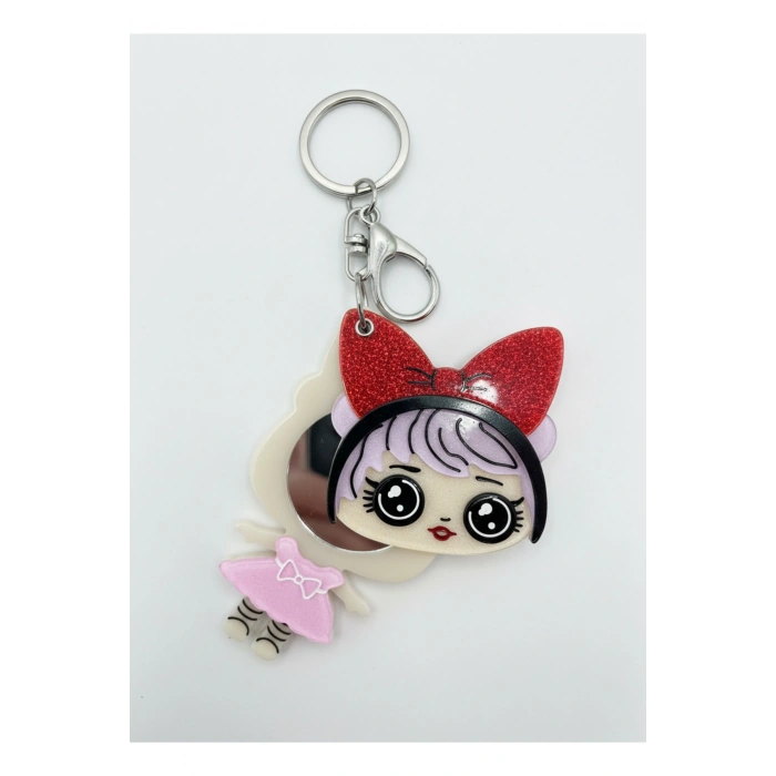 Lol Bebekli Aynalı Anahtarlık, Çanta Süsü, Çanta Aksesuarı, Lol Temalı Aynalı Anahtar