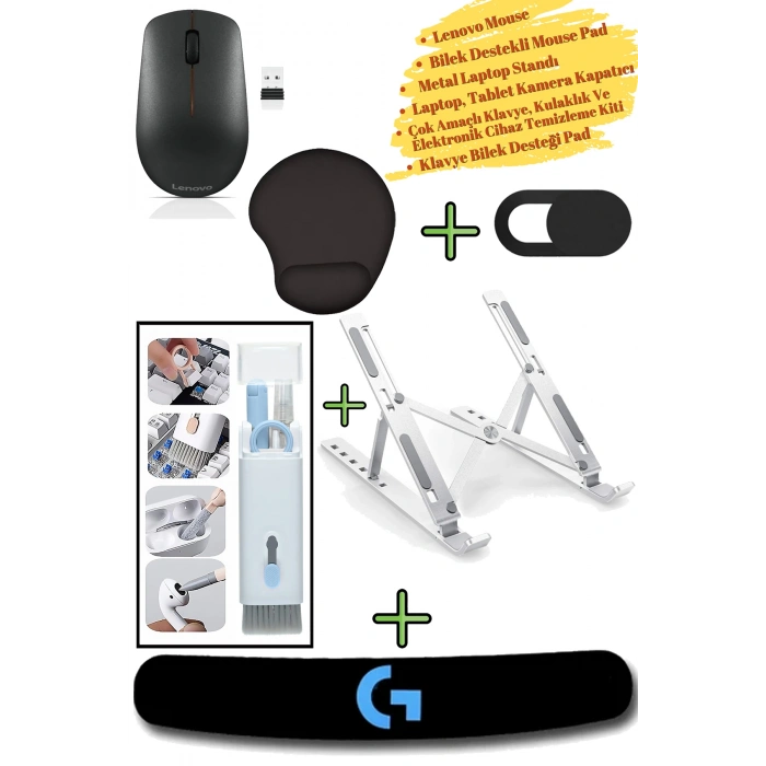 Mouse Kablosuz GY50R91293, Kamera Kapatıcı, Laptop Standı, Bilek Destekli Mousepad,