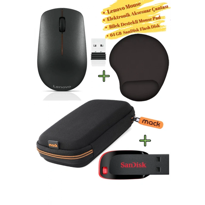 Mouse 400, Mousepad, Elektronik Aksesuar Çantası Harddisk Çantası, 64 GB Flash Bellek, Flash Disk