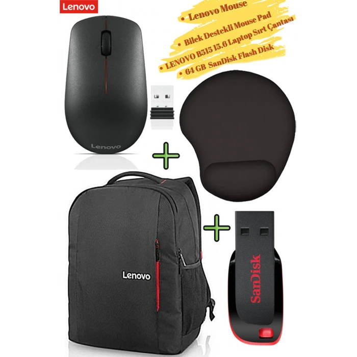 Mouse 400, Bilek Destekli MousePad, B515 Notebook Çantası, 64 GB Flash Bellek Flash Disk