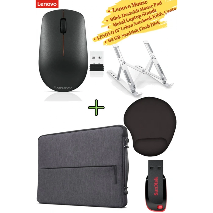 Mouse 400, MousePad, 13 Tablet Laptop Çantası Kılıf, Metal Laptop Standı, 64 GB Flash Disk