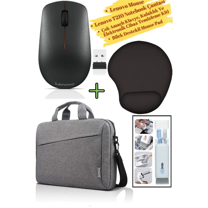 Mouse 400, MousePad, Toploader T210 Laptop Omuz El Çantası, Elektronik Cihaz Temizleme Kiti