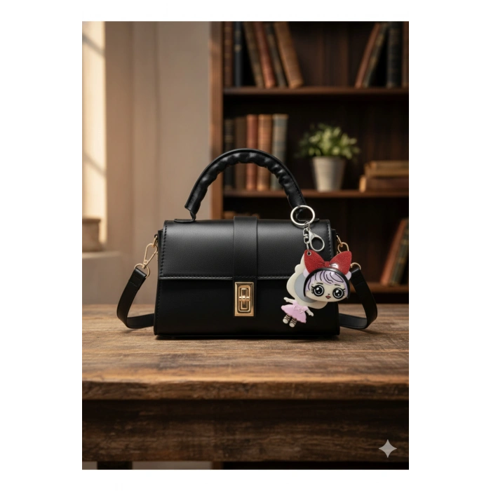 Omuz ve El Çantası ve Lol Bebekli Figürlü Aynalı Anahtarlık Hediyeli, Mekanizmalı Günlük Sade Çanta