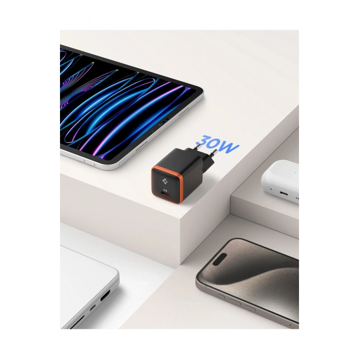 30W USB-C Mini Hızlı Şarj Aleti Samsung PPS GaN Destekli Akım Korumalı Type-C Black - ACH08448