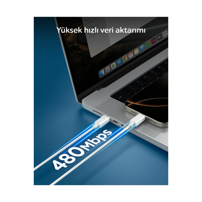 USB-C to USB-C 1 Metre Kablo 60W Güç / PPS 2.0 Super Hızlı Şarj / 480 Mbps Type-C Black - ACA08718