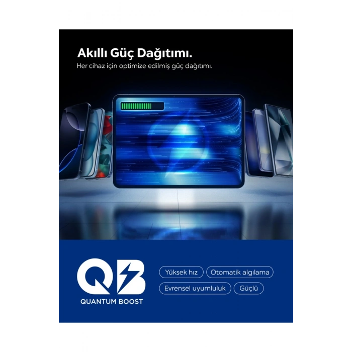 67W USB-C + USB-A 3 Port Hızlı Şarj Aleti PPS 2.0 Desteği GaN Pro Destekli Type-C Black - ACH09458