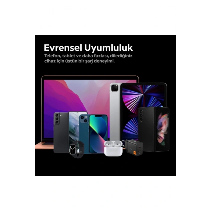 47W USB-C 2 Port Mini Hızlı Şarj Aleti Samsung PPS 2.0 GaN Pro Destekli Akım Koruma Type-C ACH09457