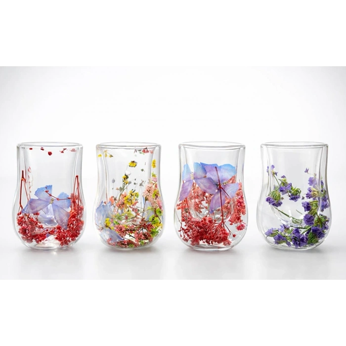 Çift Camlı Çiçekli Bardak VIVA870