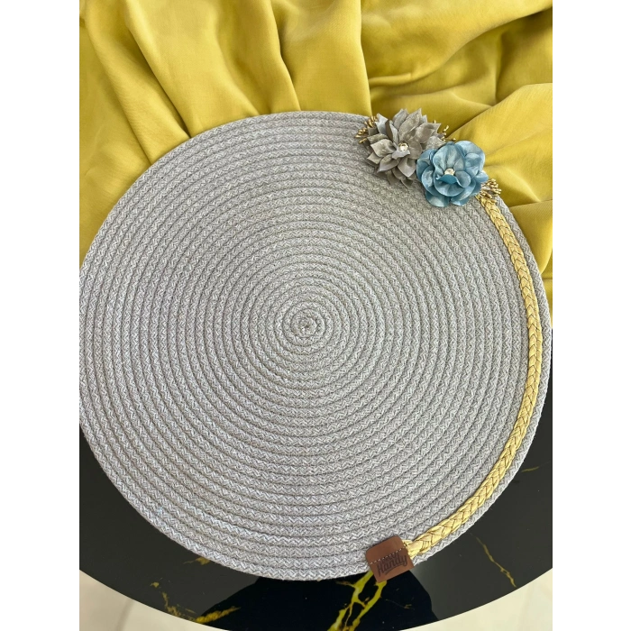 DecoHandy 39cm Çiçekli Jüt Örme Supla Amerikan Servis