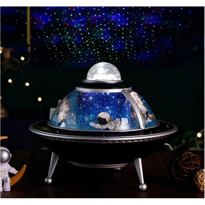 Gezegen Tasarımlı Astronotlu Işıklı Müzikli Star MasterLı Kar Küresi Alk3201