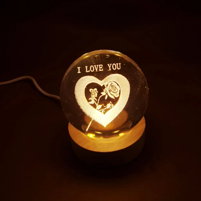 I Love You Işıklı Cam Küre