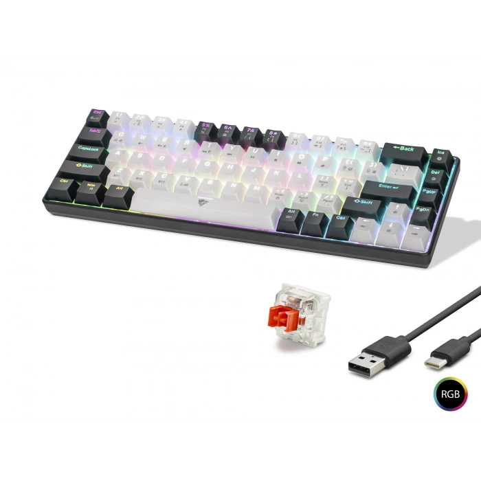 Mekanik Klavye Tri Mod Rgb Red Switch - Beyaz Siyah MF1703W