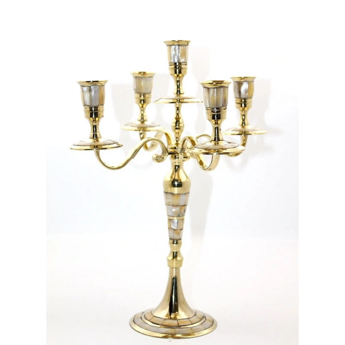 Pirinç Sedefli 5Li Şamdan 20480