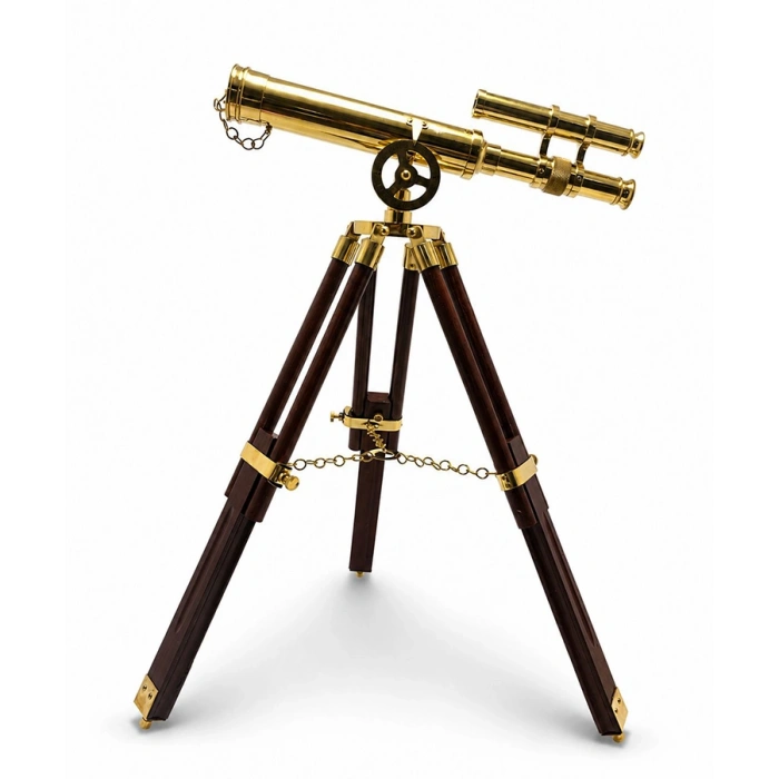 Pirinç Tripod Teleskop Ahşap Ayaklı 1479