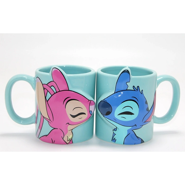 Stitch Ve Angel 3D Figürlü Öpüşen Çift Kupa Bardak Seti VIVA738