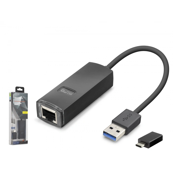 Usb 3.1 Usb Type-c Gen1 Ethernet Adaptör Gigabit Siyah LAN03