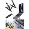 Metal Ayarlı Siyah Renk Laptop Standı Laptop Yükseltici, Mouse Pad, Telefon Tutucu, Kamera Kapatıcı