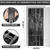 Ekstra Metalize Parlak Saçaklı Arka Fon Perde Siyah
