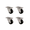 Furç Tablalı Bilyalı Teker - 38MM - Siyah HKS234 - 4 Adet