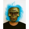 Wild Skull - Bakır Kafatası Turkuaz Saçlı İskelet Maske
