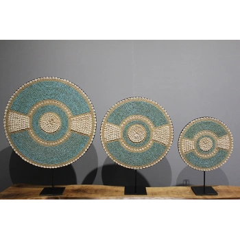 3Lü Deniz Kabuğu İşlemeli Dekoratif Obje 3Natural-16